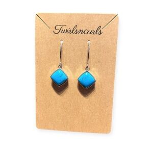 Southwestern Turquoise Color Mini Diamond Shaped Dangle Earrings